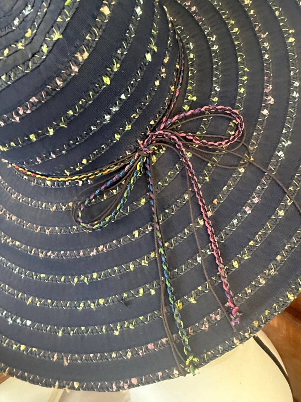 LAKE SHORE DRIVE ladies NWT wide, brim, beaded hat, navy - Picture 8 of 10